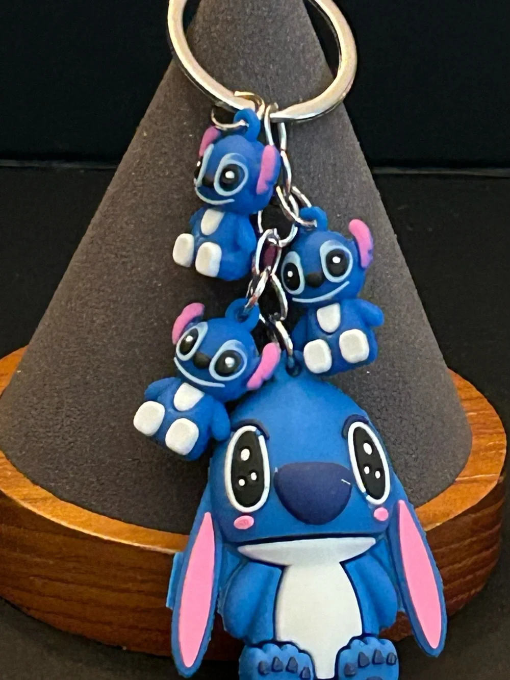Blue Stitch 4 Characters Backpack Bag Charm Keychain with Mini Charms Brand New
